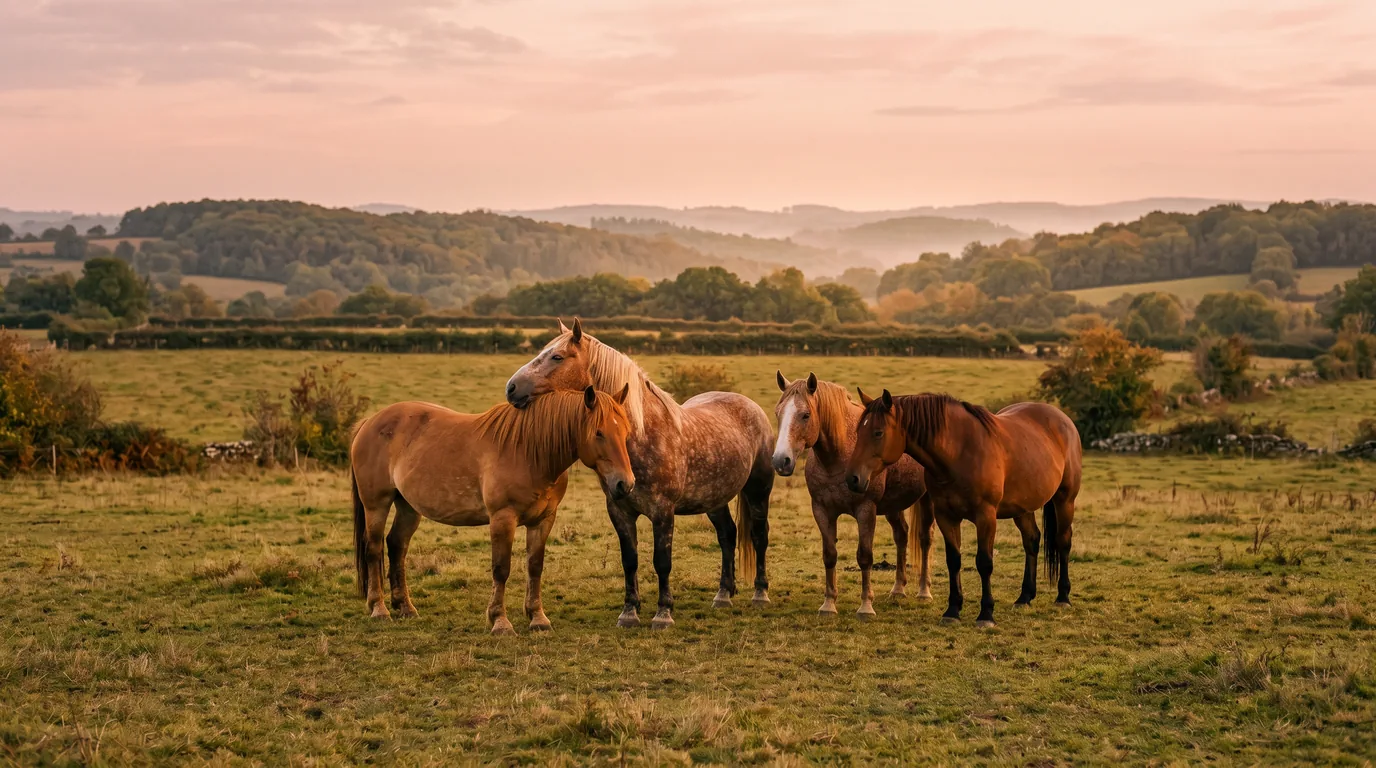 Les chevaux du Les Écuries des Colombes en liberté, Corrèze